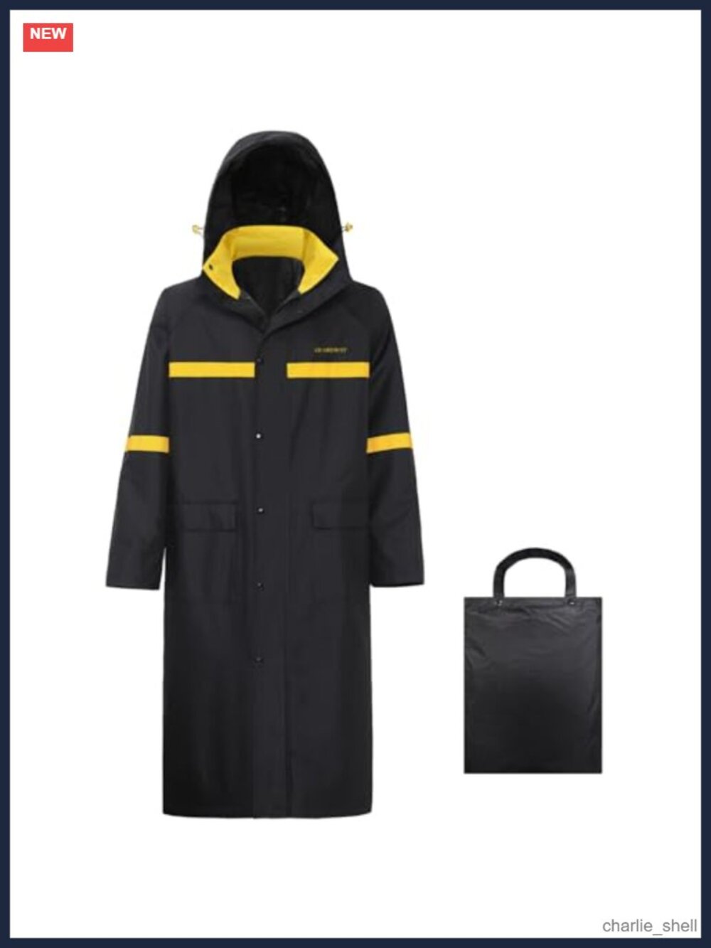 Men's Waterproof Hooded Long Rain Jacket Raincoat Reflective Packable